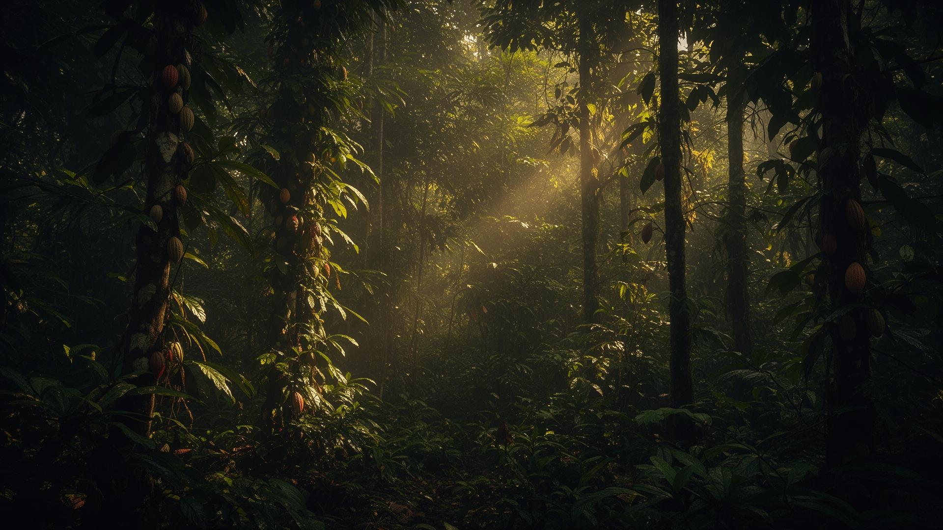 Cacao trees in a syntropic forest
